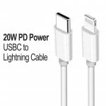 Wholesale IOS Lightning 8PIN iPhone, iPad, Airpods 20W PD Fast Charging USB-C to Lightning USB Cable 3FT (White)